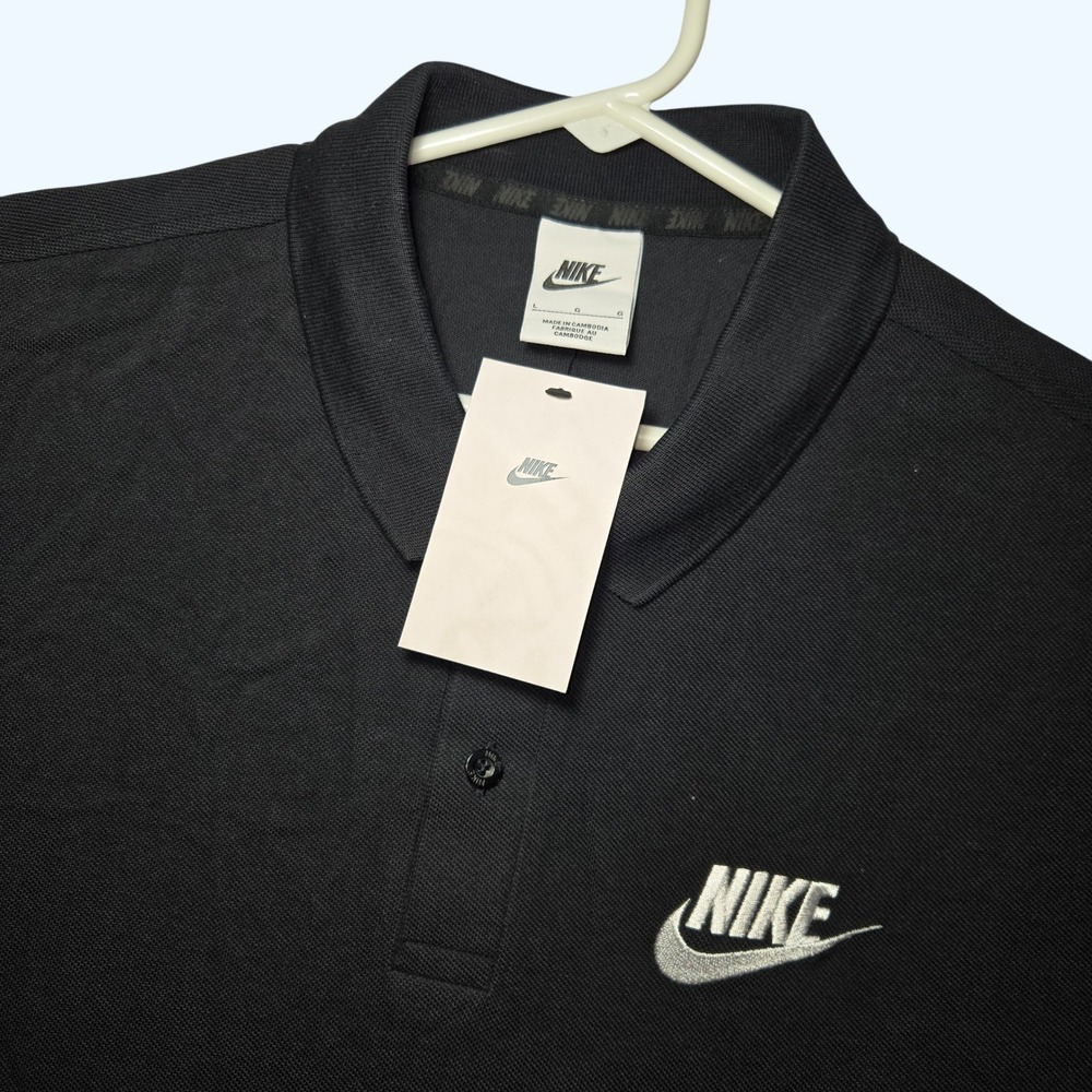 NEW Nike Sportswear Club Polo Shirt Cotton Pique Logo Mens Large 909746-010